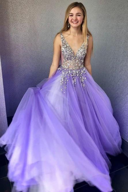 Purple and silver formal on sale dresses