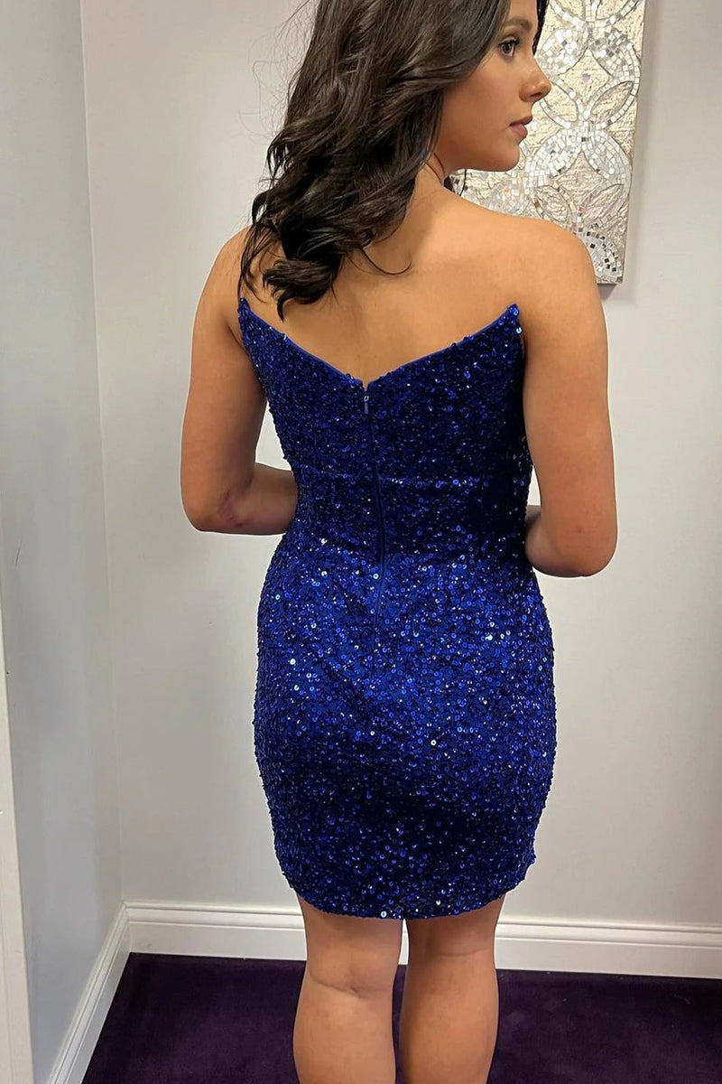 Blue strapless deals homecoming dress