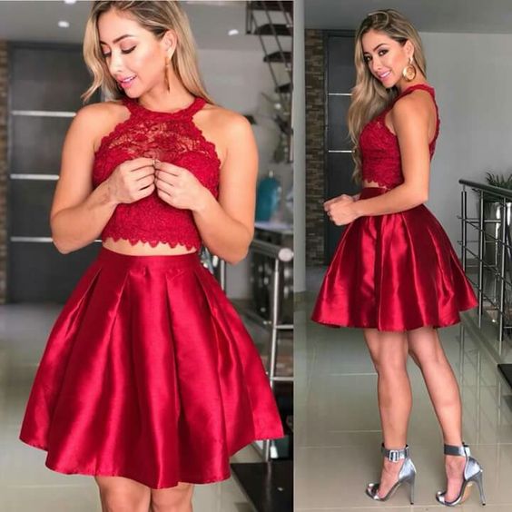 Red two clearance piece dress short