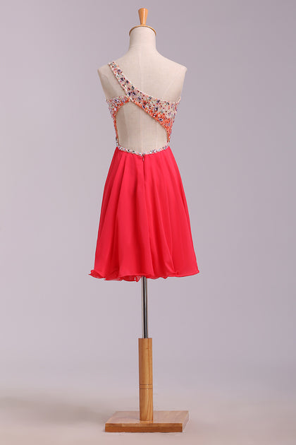 Short Coral Homecoming Dresses