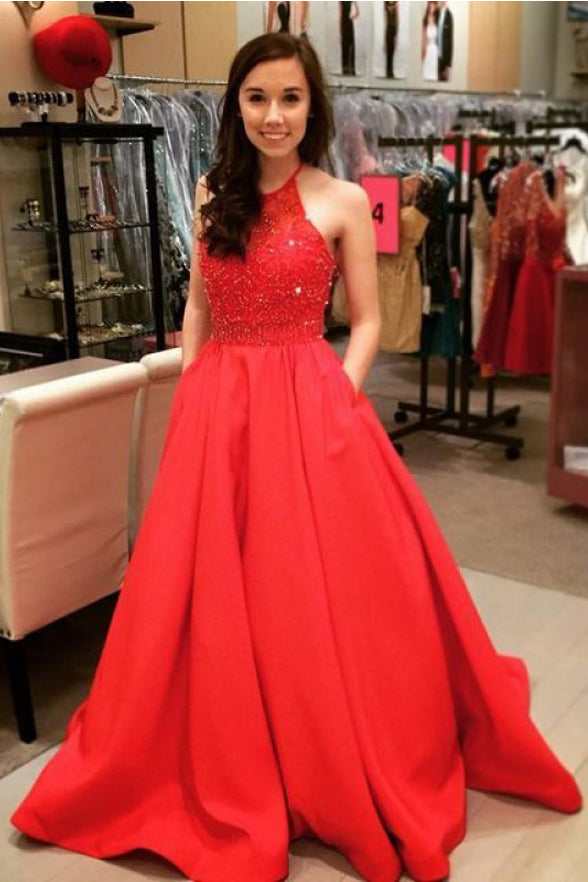 Red Halter Prom Dress