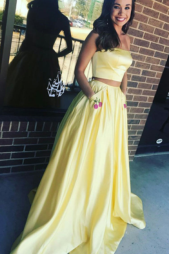 Strapless two hotsell piece prom dress