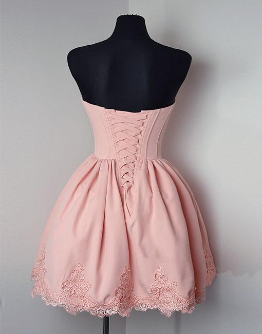 Cute Light Pink Strapless Prom Dresses