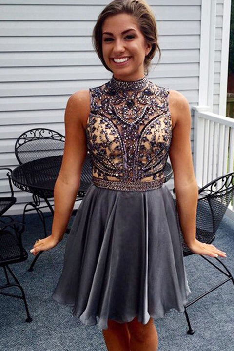 High neck short prom dresses on sale