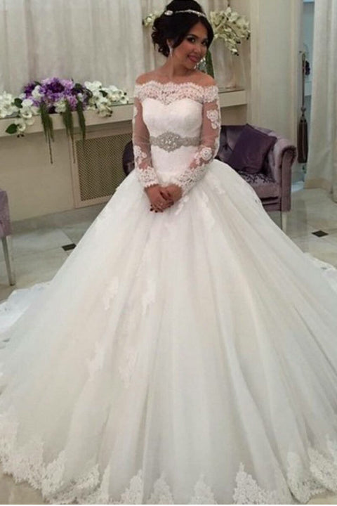 Sexy Long Sleeves Ball Gown Wedding Dress Bridal Dresses Wedding Gowns –  Laurafashionshop