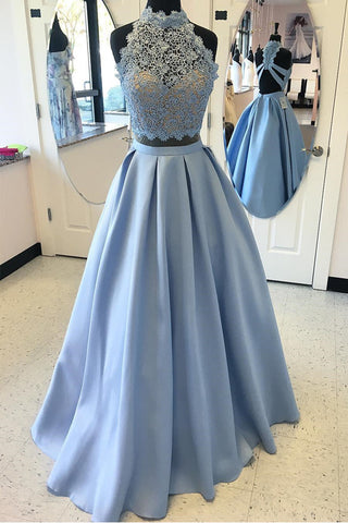 Light Blue Homecoming Dresses Floral Applique Graduation Dress SD1182 -  Light Blue / Lined / Custom Size