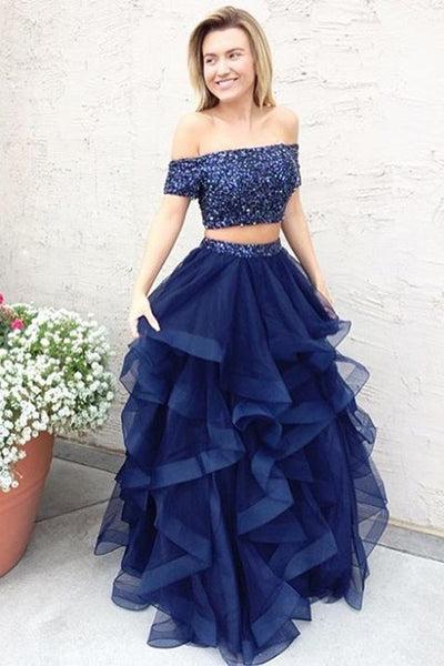 2 piece navy blue dress sale