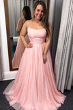 Elegant Spaghetti Straps Pink Cheap Long Plus Size Prom Dresses Formal Evening Grad Dress