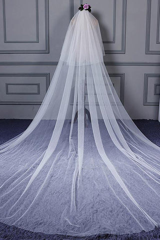 Aularso Wedding Veils for Brides 118'' Long Cathedral Bridal Veil Simple  Drop