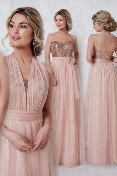 Blush sparkly shop bridesmaid dresses